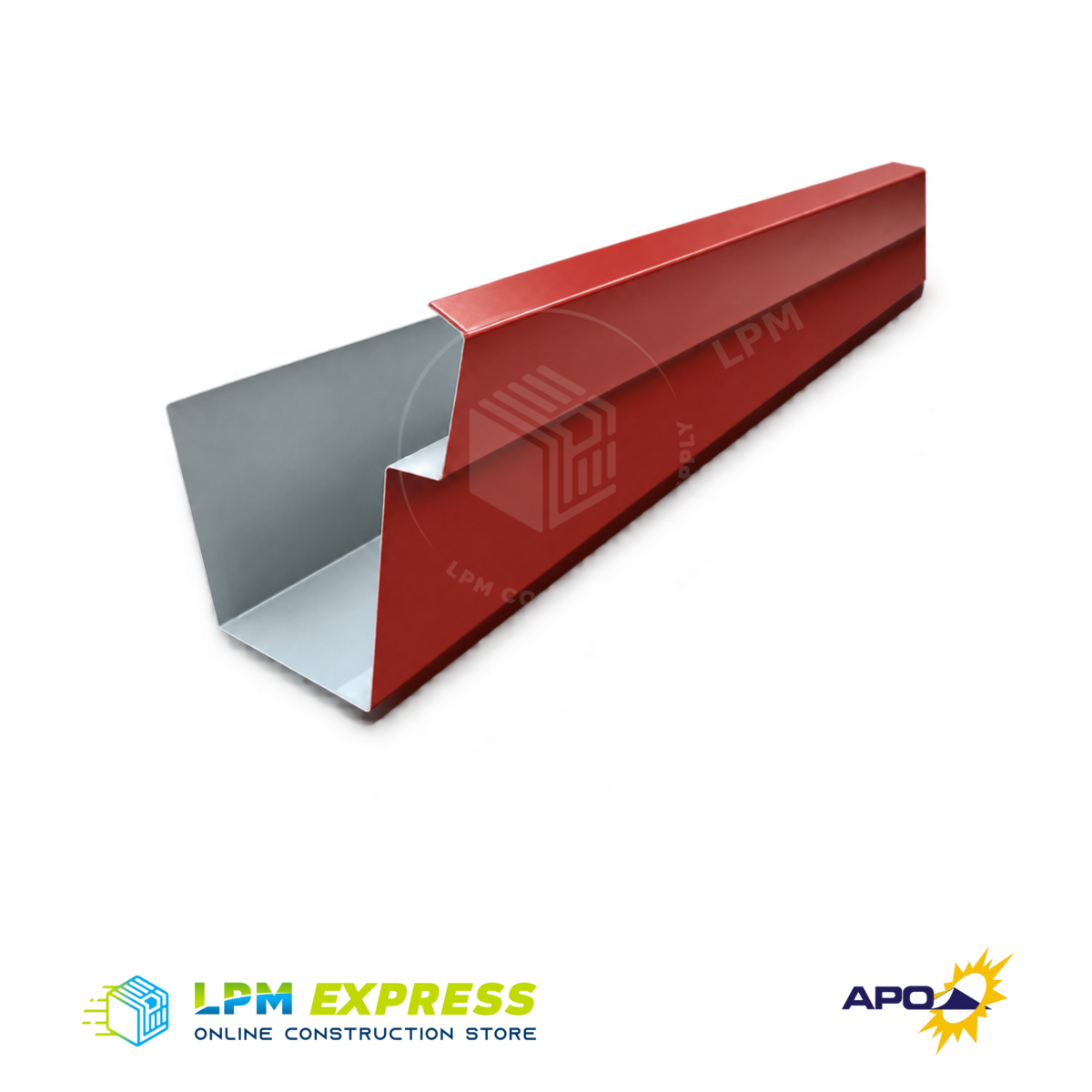 APO Galfan Box-Type Roof Gutter — red gutter