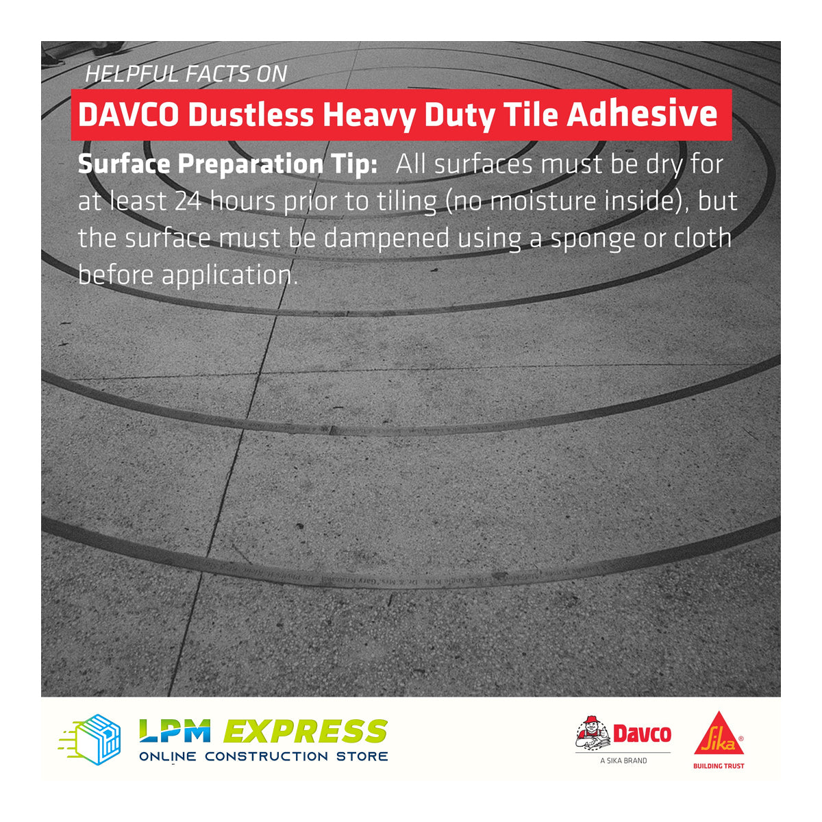 Davco Dustless Heavy Duty Tile Adhesive 西卡