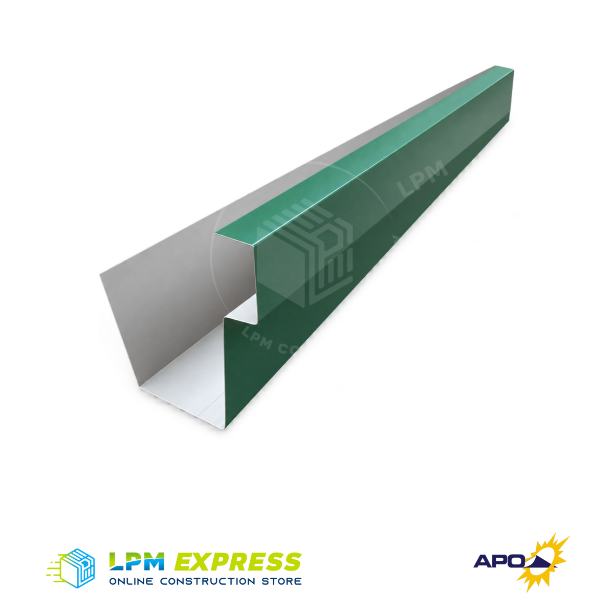 APO Galfan Box-Type Roof Gutter — green gutter