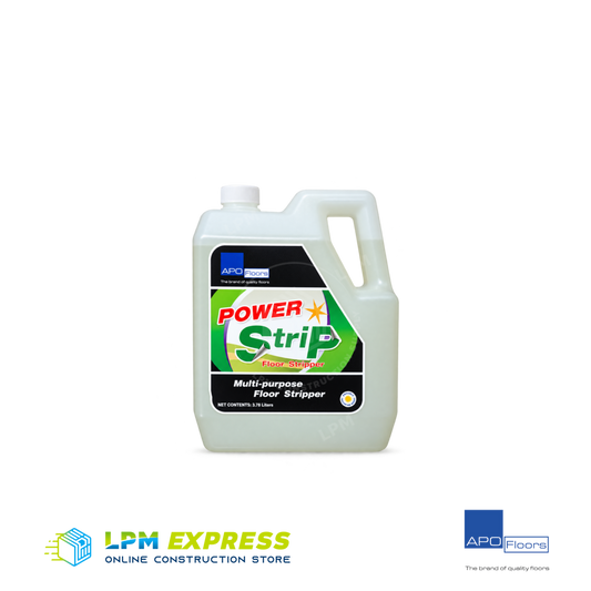 APO PowerStrip floor-stripper bottle labelled 3.78 L