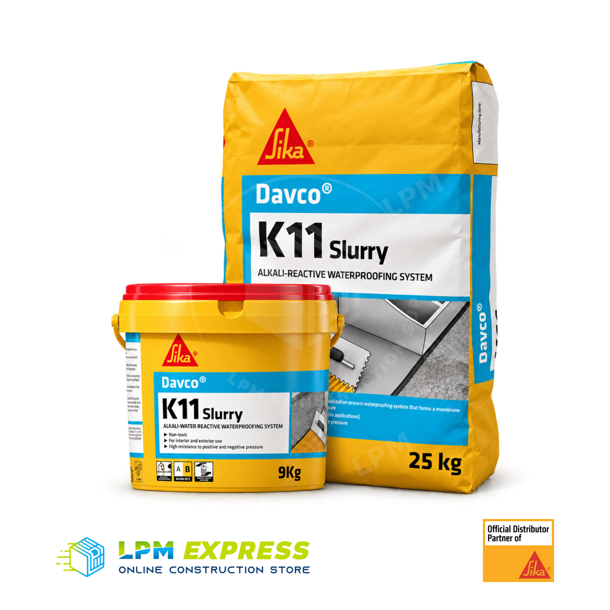 Davco K11 Slurry Waterproofing 34kg — two-component waterproofing set