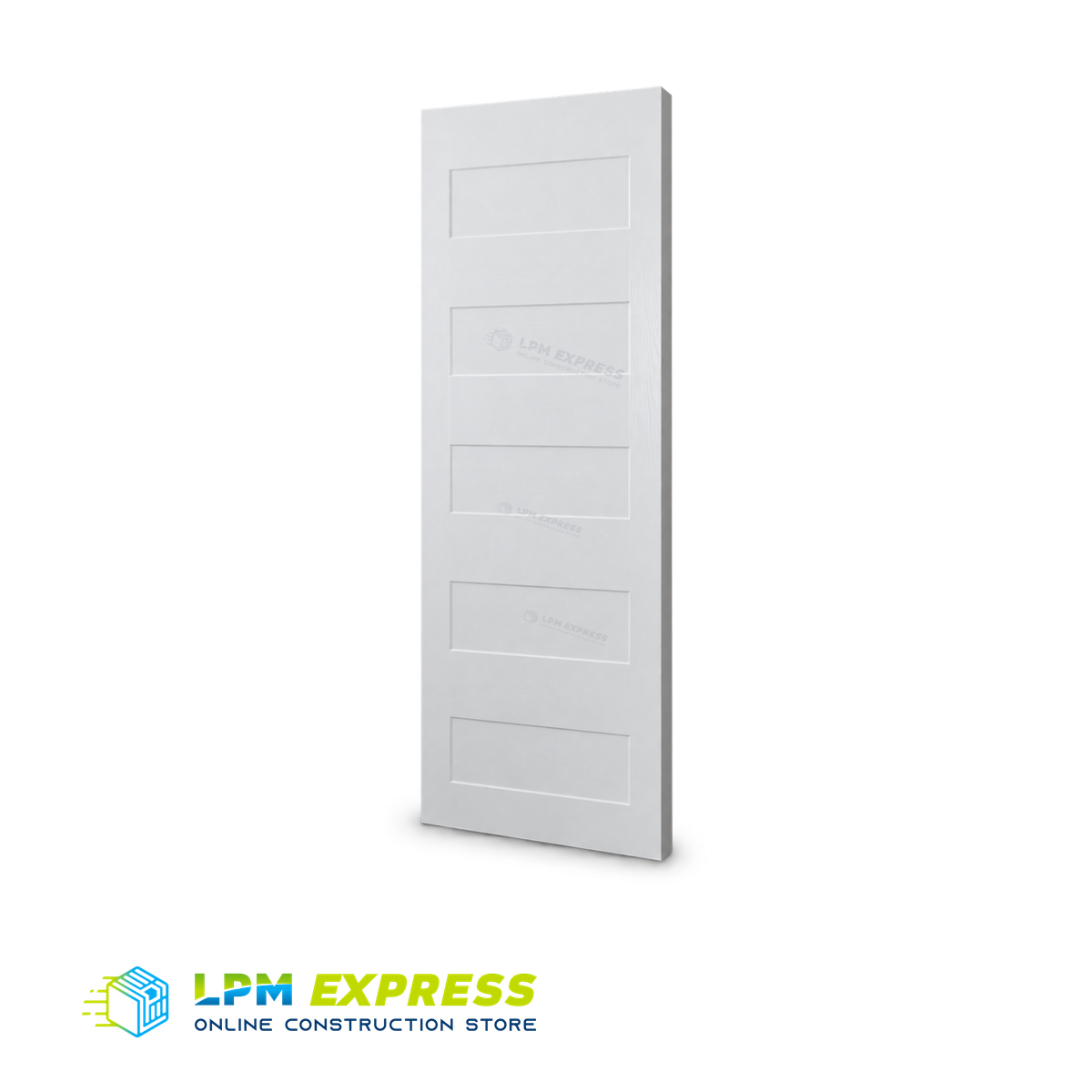 Primed HDF moulded door with two upper rectangular panels