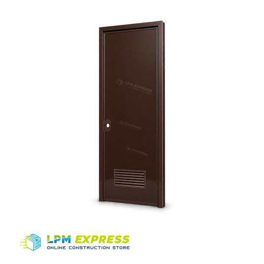 PVC Door with Jamb – Dark Brown — louvered dark brown door