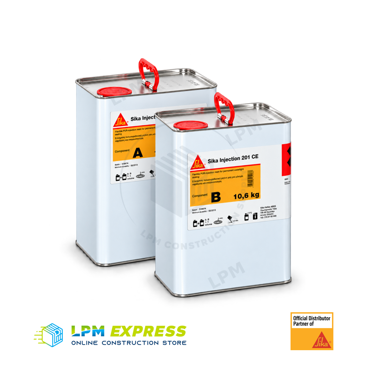 Sika Injection-201 CE Part A and Part B containers