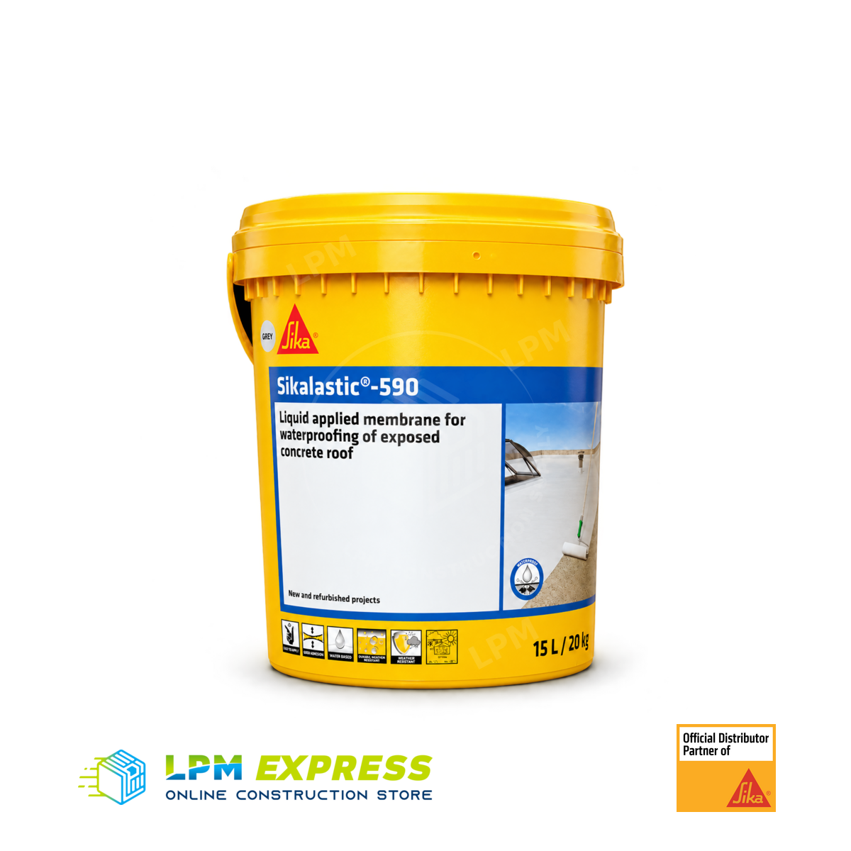 Sikalastic-590 Roof Waterproofing 20 kg — roof membrane pail