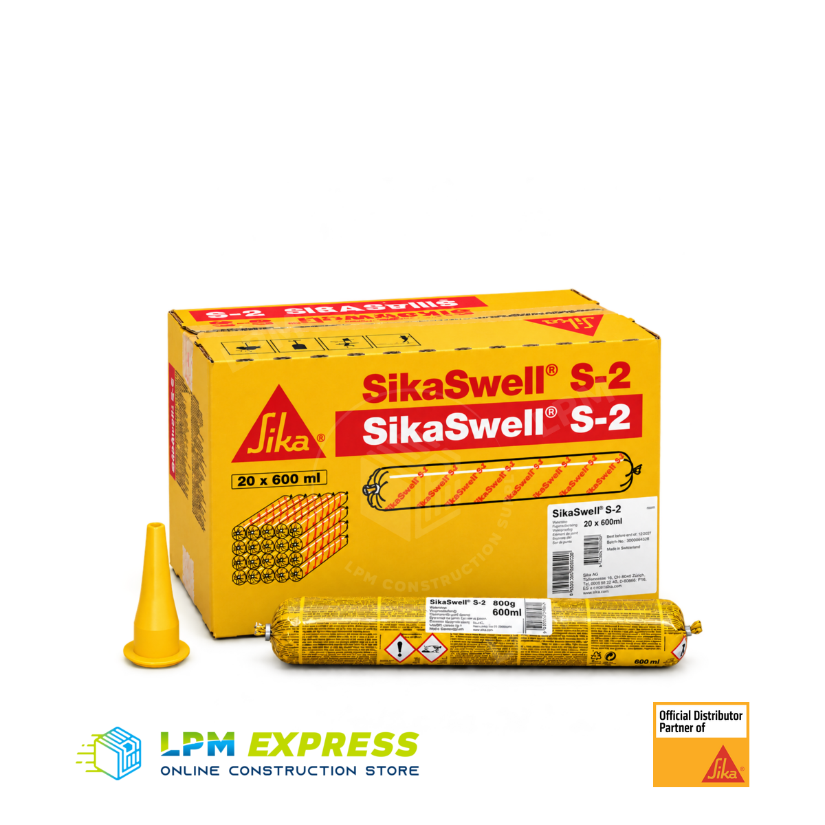 SikaSwell S-2 Swellable Joint Sealant — waterstop sealant carton and pack