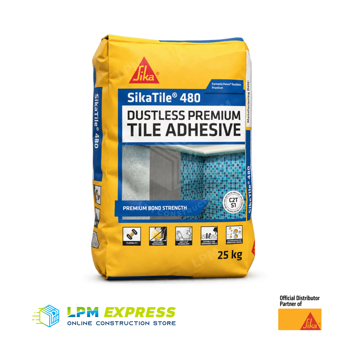 SikaTile 480 Dustless Premium tile adhesive 25kg bag