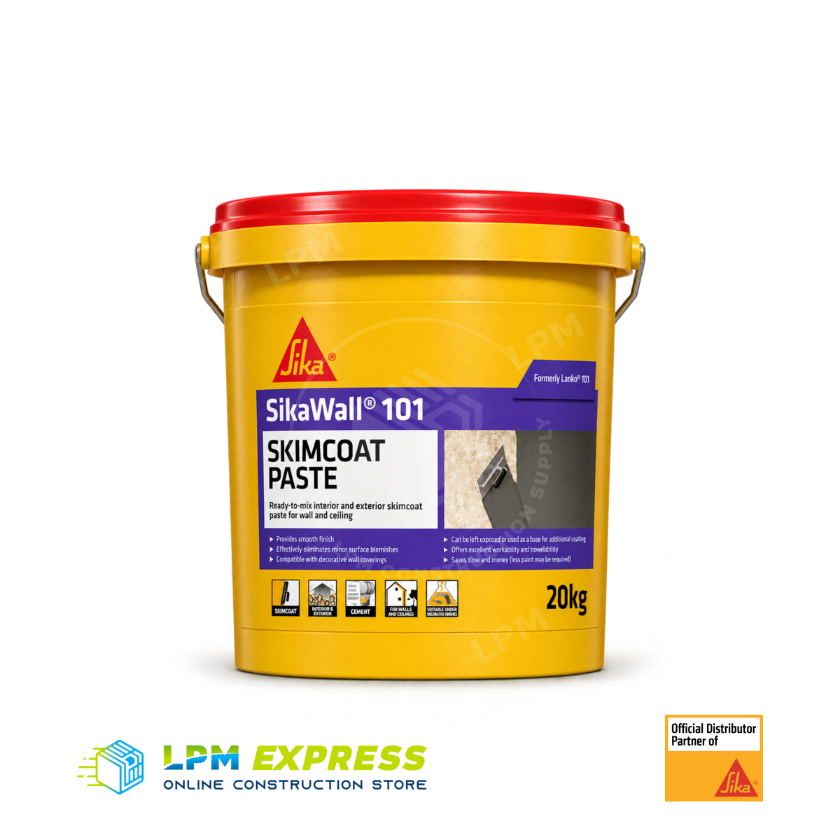 SikaWall 101 Skim Rendering Paste — 20kg skim rendering paste pail