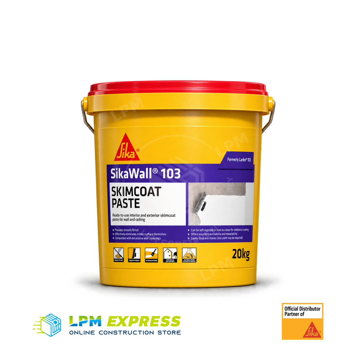 SikaWall 103 Ready-to-Use Skimcoat — 20kg skimcoat pail